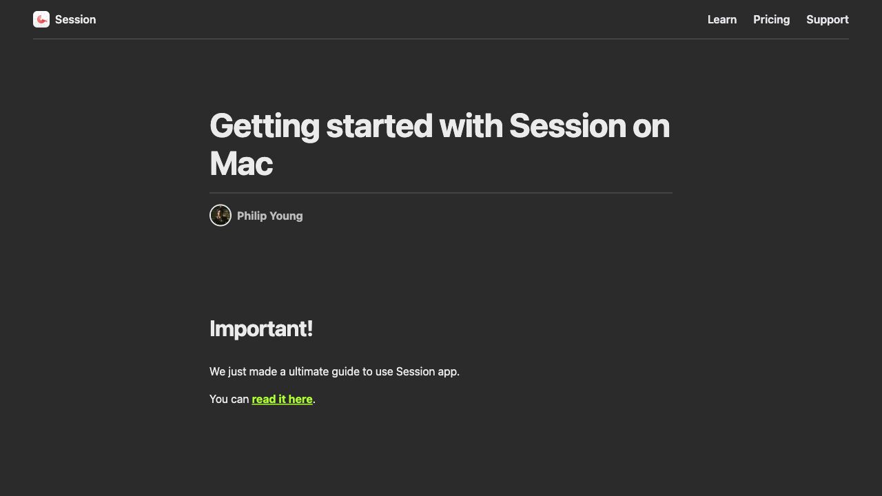 Session Getting started with Session on Mac